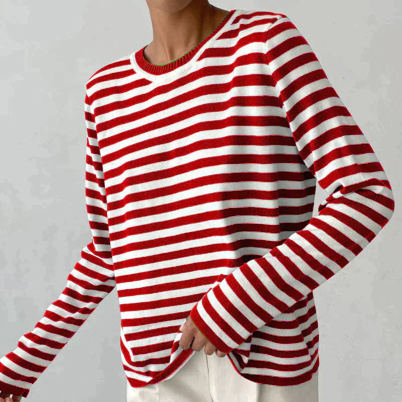 Gestreifter Strickpullover aus weicher Baumwollmischung | Ideal für Herbst und Winter