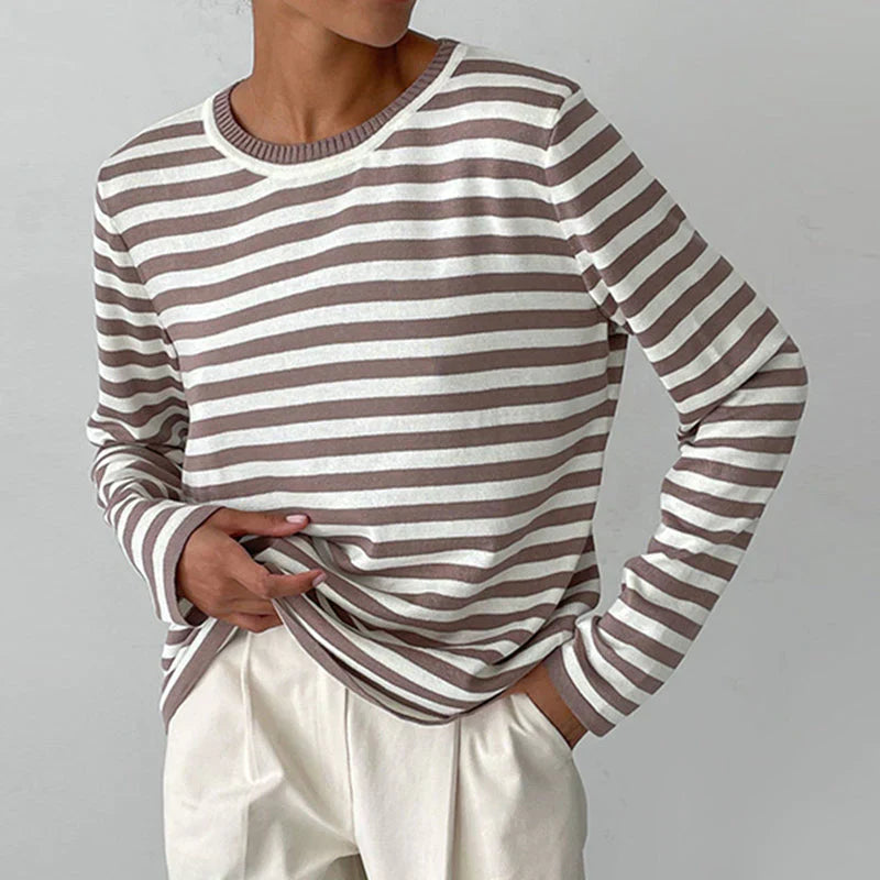 Gestreifter Strickpullover aus weicher Baumwollmischung | Ideal für Herbst und Winter