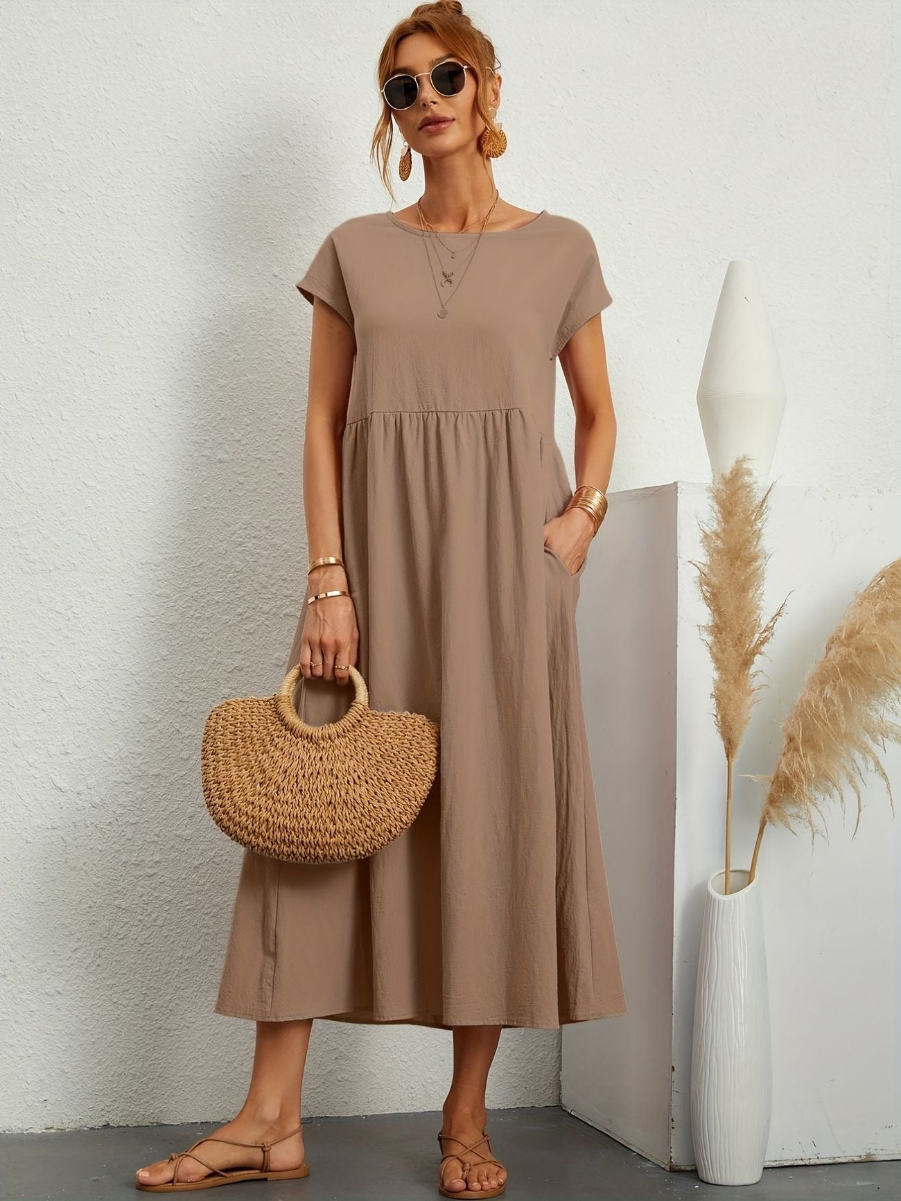 Midi-Kleid mit eleganter Passform & weichem Stoff | Ideal für Frühling & Sommer