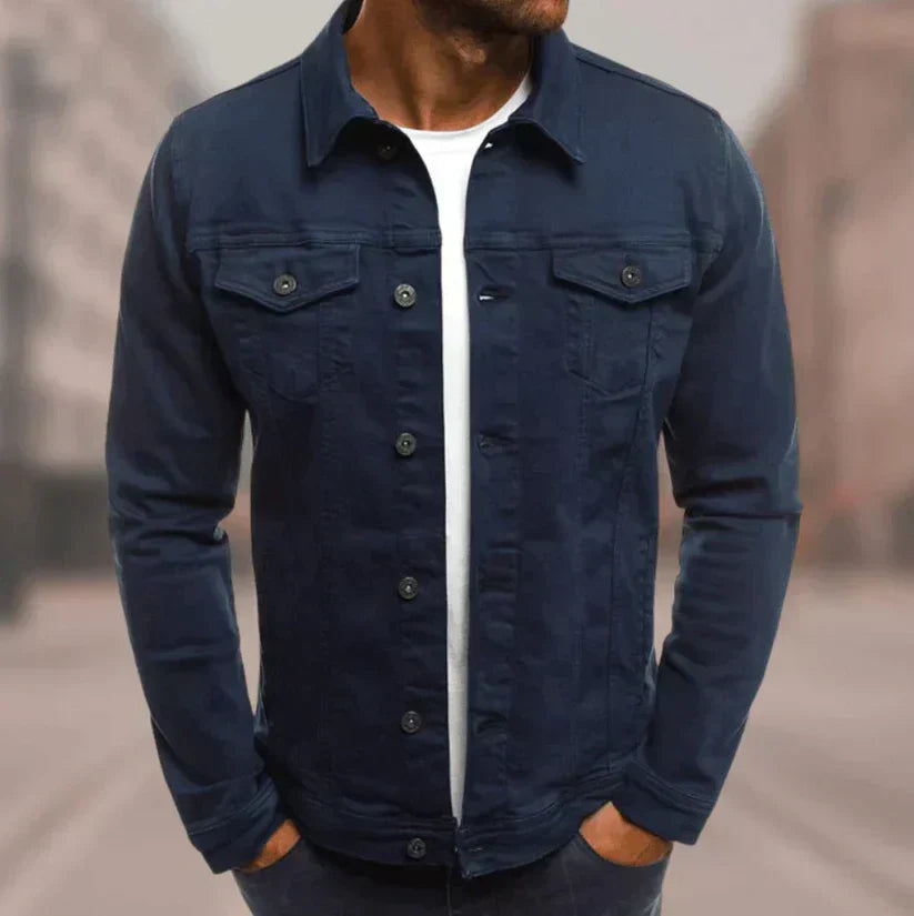 Denim Jeansjacke mit klassischem Kragen, Knopfleiste & Taschen | Ideal für Frühling & Herbst