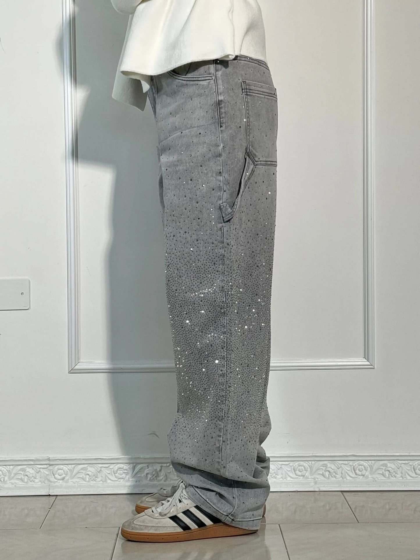 Weite Ballon-Jeans mit Strass-Details | Ideal für Frühling & Herbst