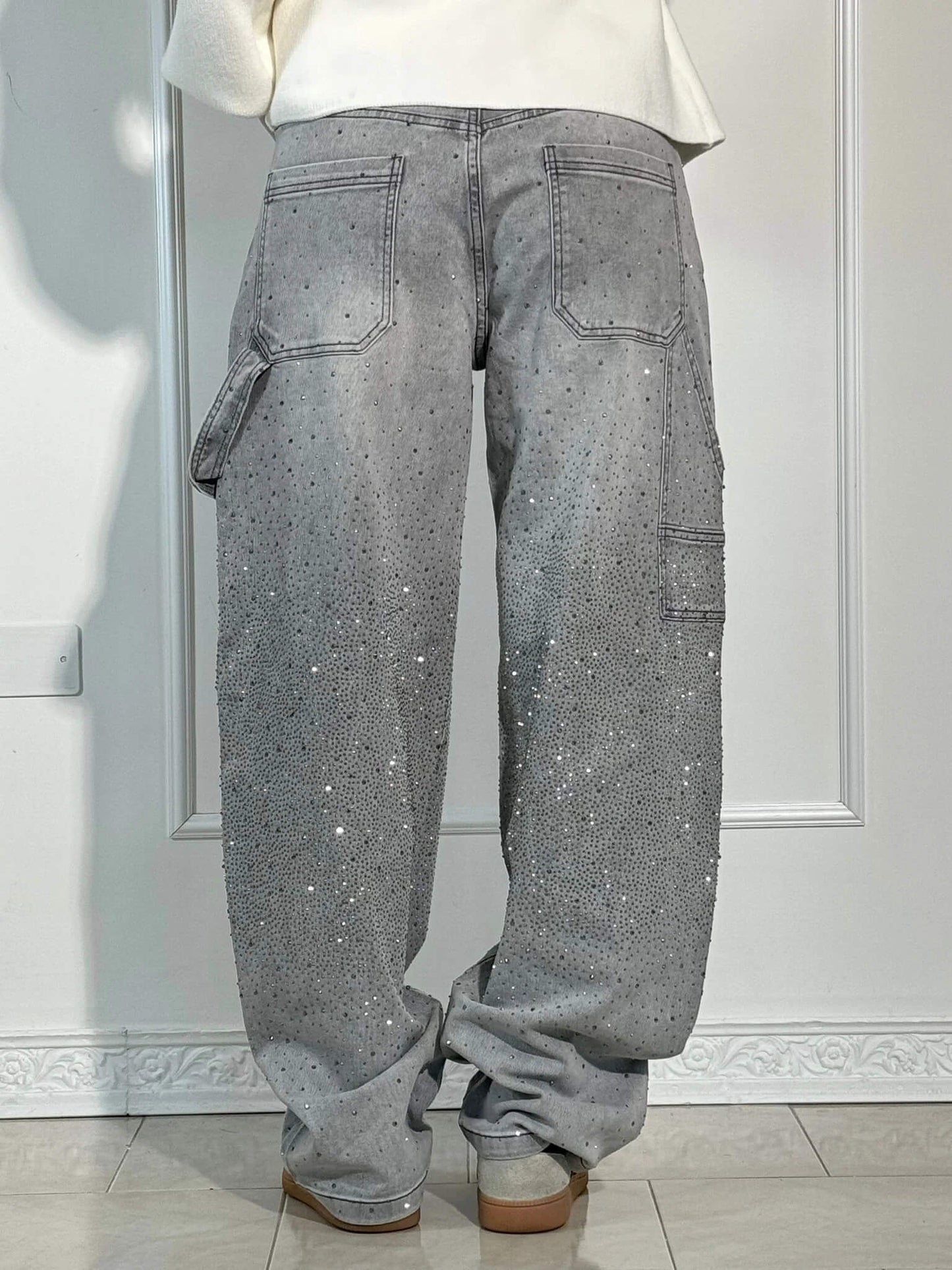 Weite Ballon-Jeans mit Strass-Details | Ideal für Frühling & Herbst