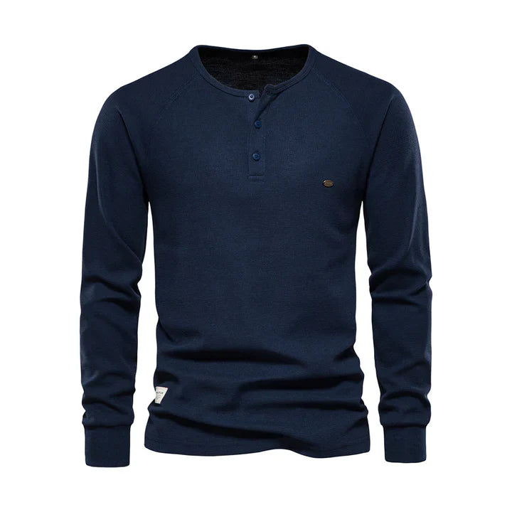 Atmungsaktives Langarm-Poloshirt mit weichem Materialmix – Ideal für Sommer