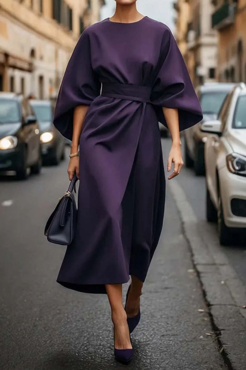 Kleid mit Langarm & Taillengürtel – Ideal für Herbst & Winter