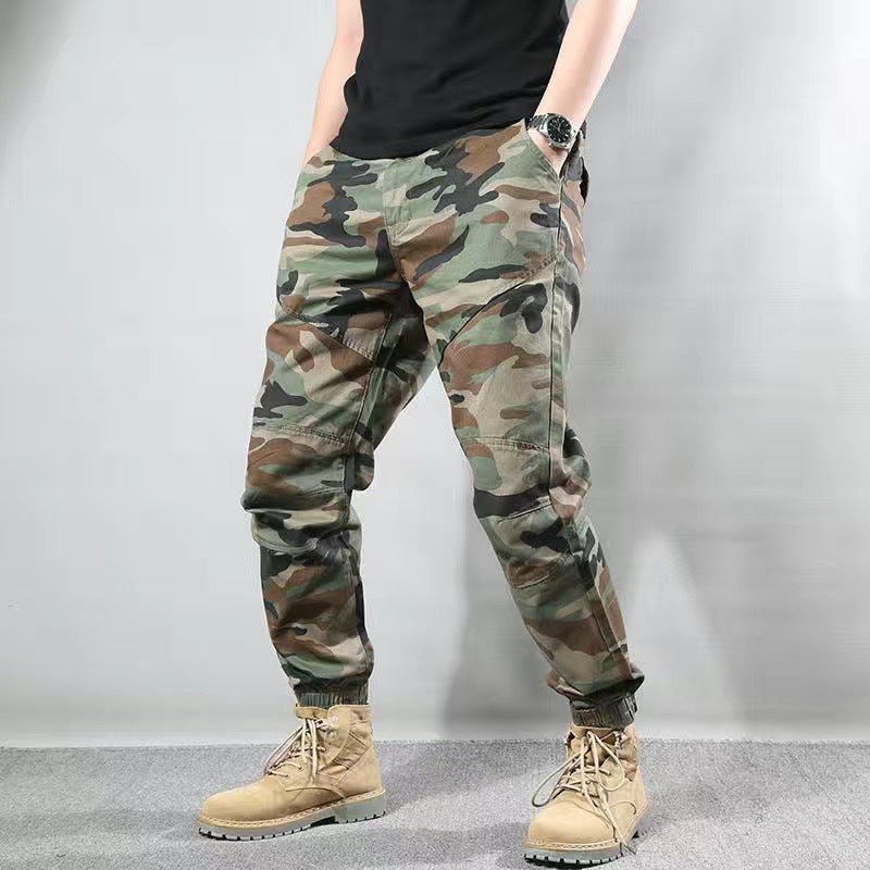 Herren Tarnmuster-Arbeitshose mit Bündchen und Wollfutter – Ideal für Frühling und Herbst