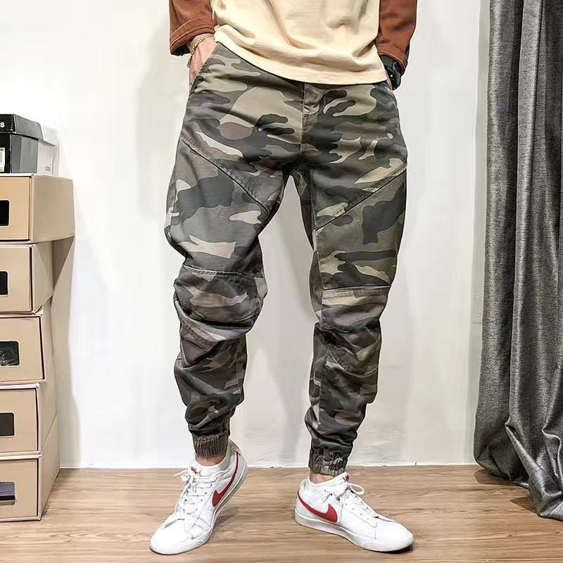 Herren Tarnmuster-Arbeitshose mit Bündchen und Wollfutter – Ideal für Frühling und Herbst