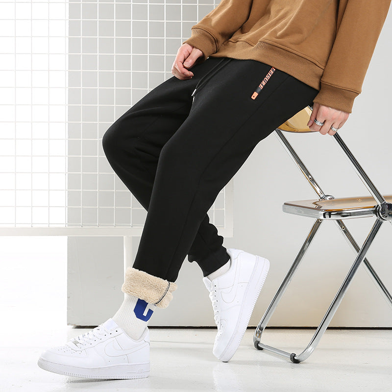 Herren Fleece-gefütterte Hochtaillierte Baumwollhosen – Perfekt für den Winter