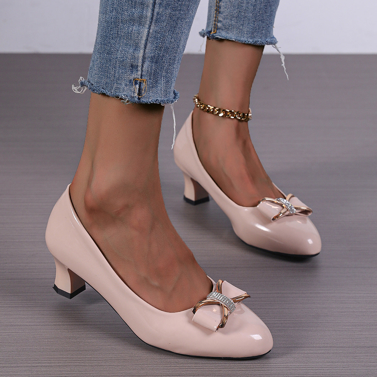 Schleifen High Heels Niedrig geschnittene Spitze Pumps | Ideal für alle Jahreszeiten