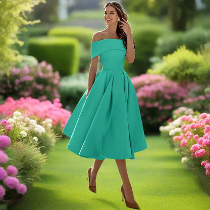 Strapless Satin Midi Kleid mit Fließendem Schnitt | Ideal für den Sommer