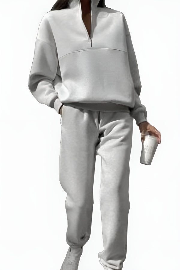Zweiteiliges Damen-Jogger-Set aus Baumwollmischung mit Kapuzenpulli und Jogginghose | Ideal für Frühling & Herbst