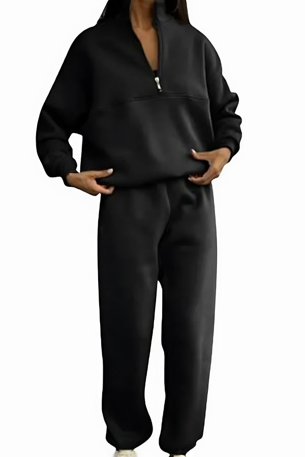 Zweiteiliges Damen-Jogger-Set aus Baumwollmischung mit Kapuzenpulli und Jogginghose | Ideal für Frühling & Herbst