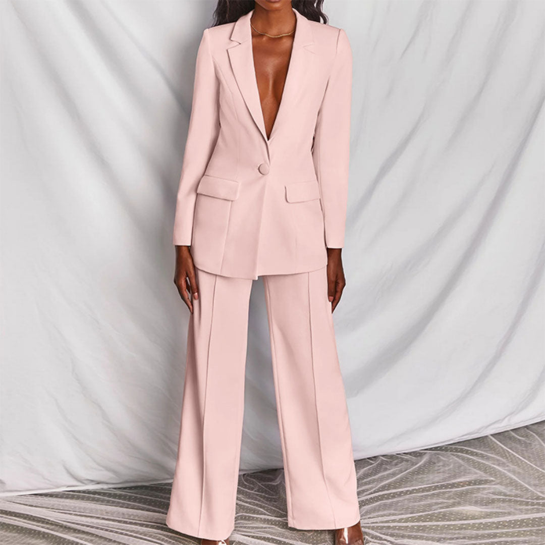 Zweiteiliges Damen Set mit Blazer und Hose aus Atmungsaktivem Stoff I Ideal für Frühling und Herbst