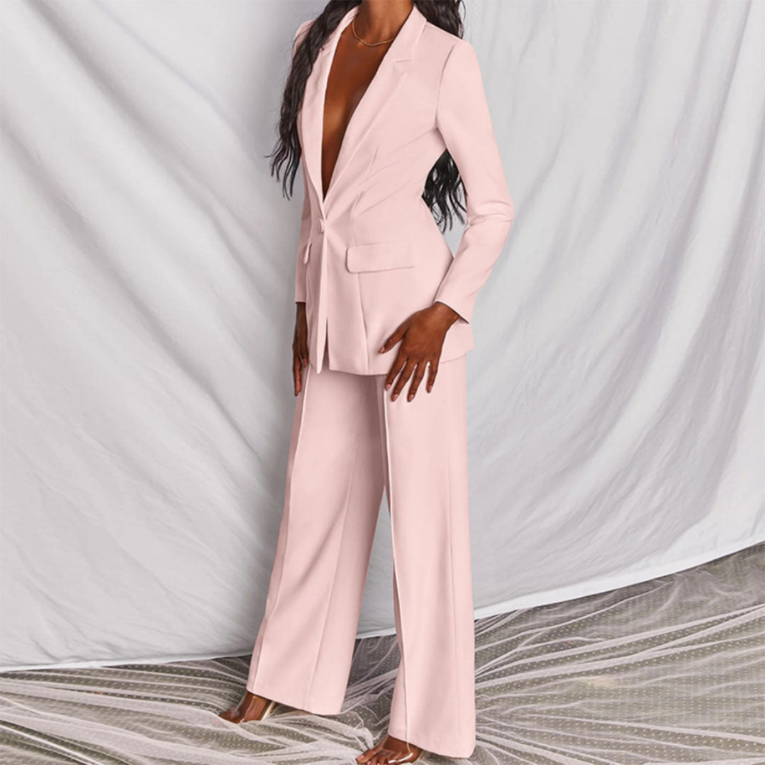 Zweiteiliges Damen Set mit Blazer und Hose aus Atmungsaktivem Stoff I Ideal für Frühling und Herbst