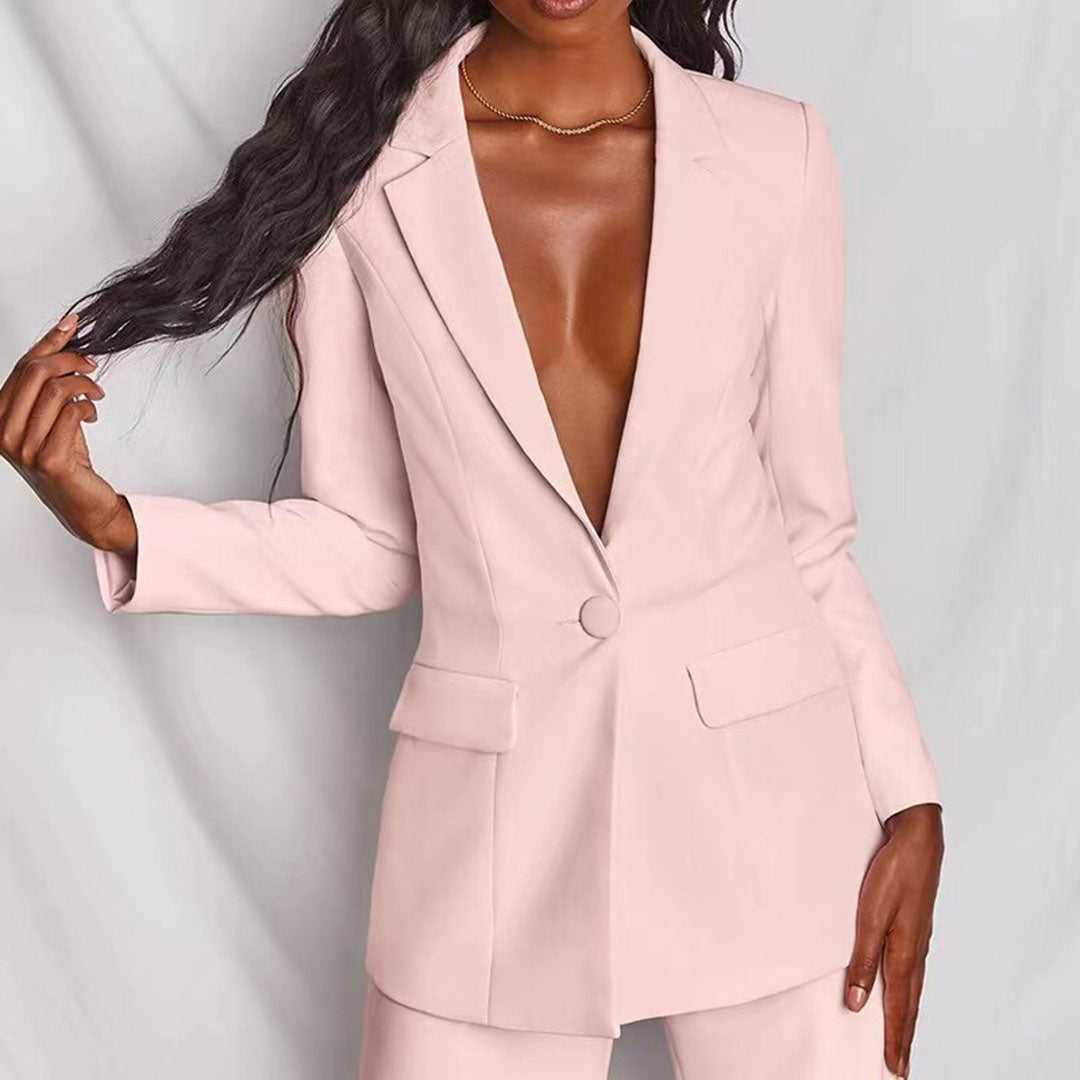 Zweiteiliges Damen Set mit Blazer und Hose aus Atmungsaktivem Stoff I Ideal für Frühling und Herbst