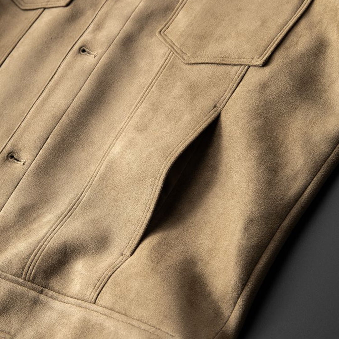Streetwear Jacke aus hochwertigem Wildleder – Ideal für Herbst und Frühling