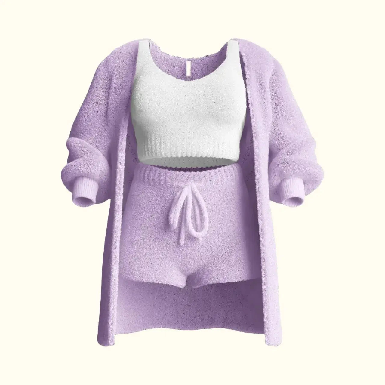 3-teiliges Damen-Pyjama-Set aus Fleece – Ideal für Herbst & Winter