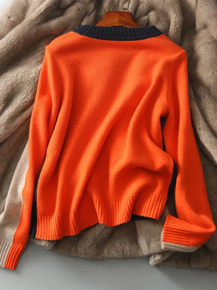 Color-Block Wollpullover für Damen | Ideal für Herbst und Winter