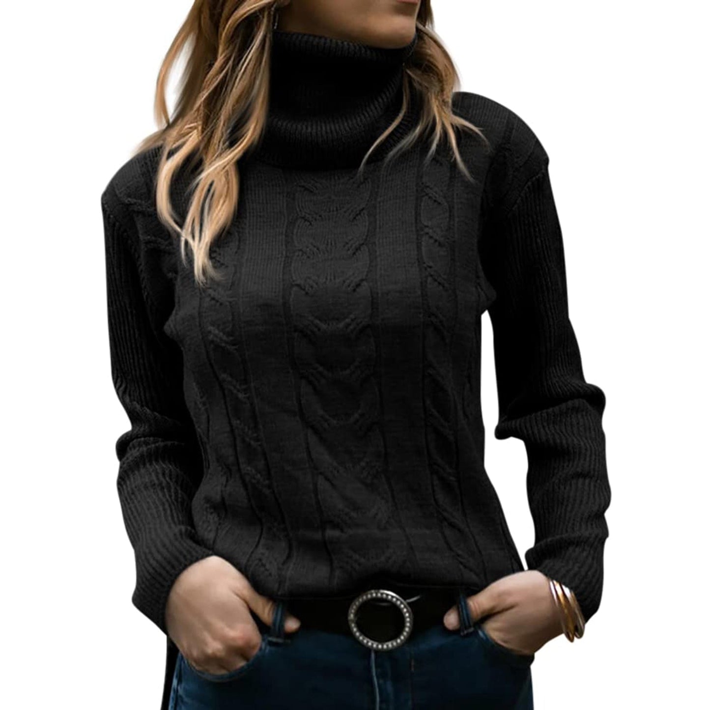 Damen-Rollkragenpullover aus Strick mit schmeichelnder Passform I Ideal für Herbst und Winter