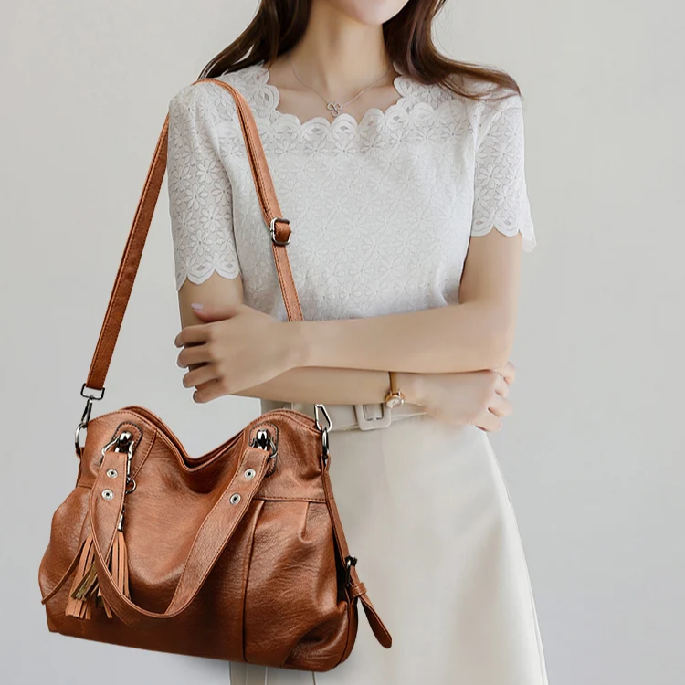 Damen Schultertasche aus echtem Leder | Vielseitige Tragetasche für den Alltag