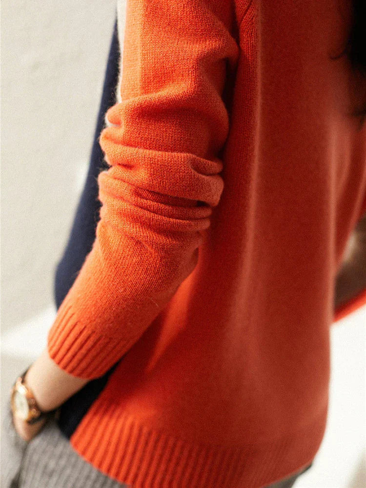 Color-Block Wollpullover für Damen | Ideal für Herbst und Winter