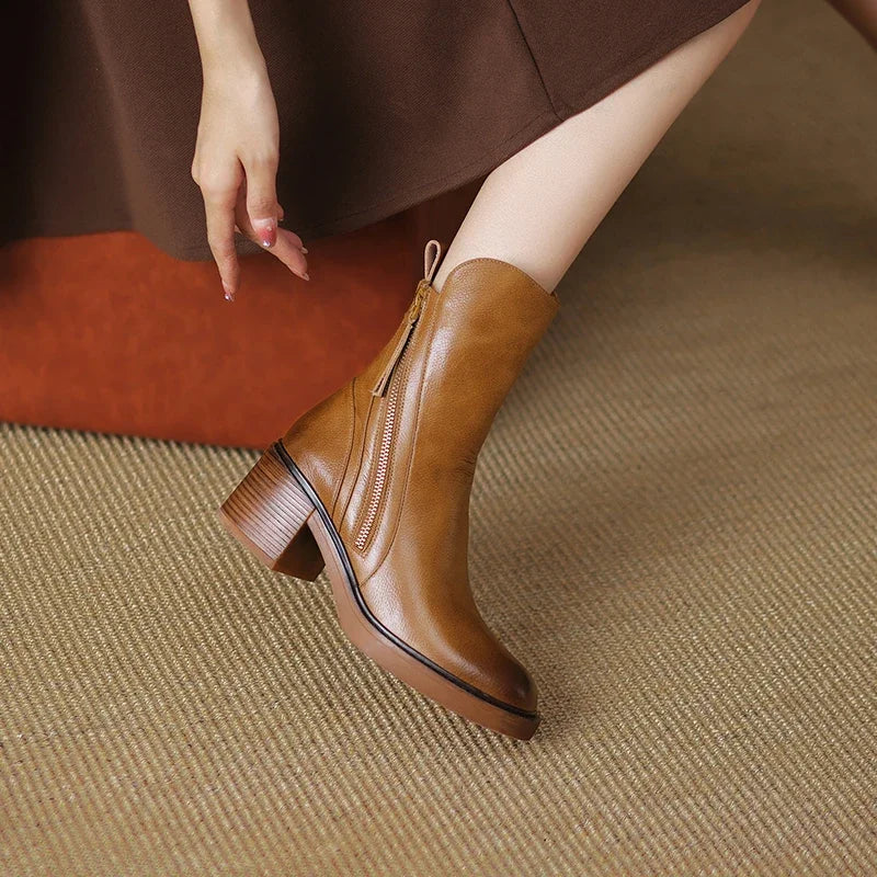 Knöchelhohe Lederstiefel mit gepolsterter Innensohle | Ideal für Herbst und Winter