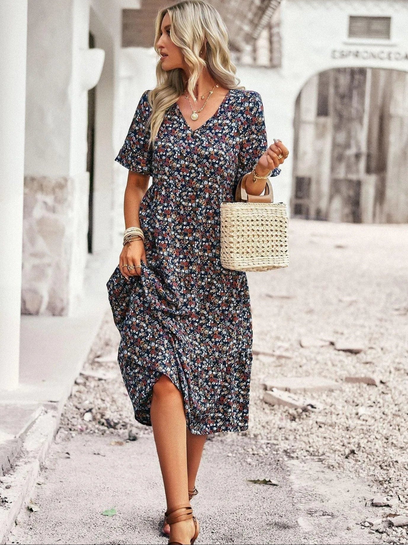 Kurzarm-Sommerkleid mit bequemer Passform | Ideal für Frühling und Sommer