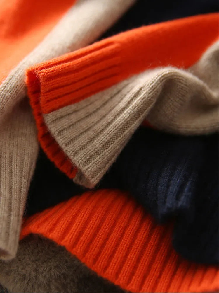 Color-Block Wollpullover für Damen | Ideal für Herbst und Winter