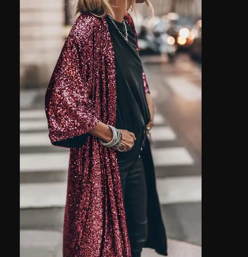 Langer Abendmantel mit Taillengürtel und Taschen | Ideal für Herbst & Winter