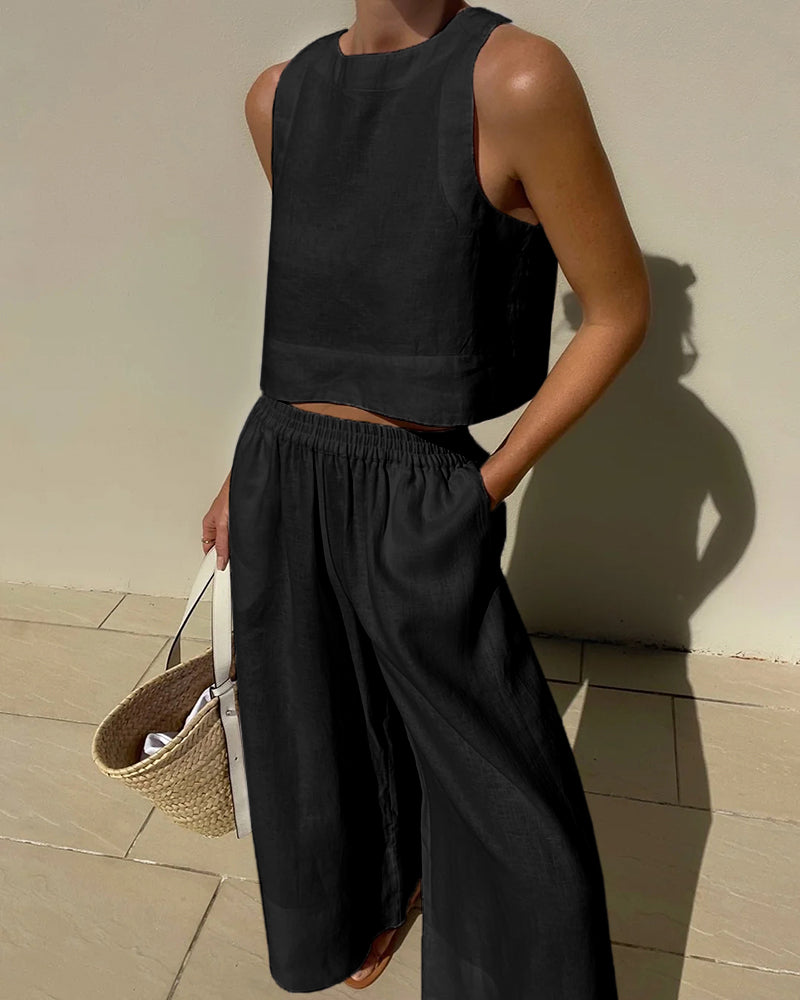Zweiteiliges Ärmelloses Set mit Hose | Ideal für Sommer