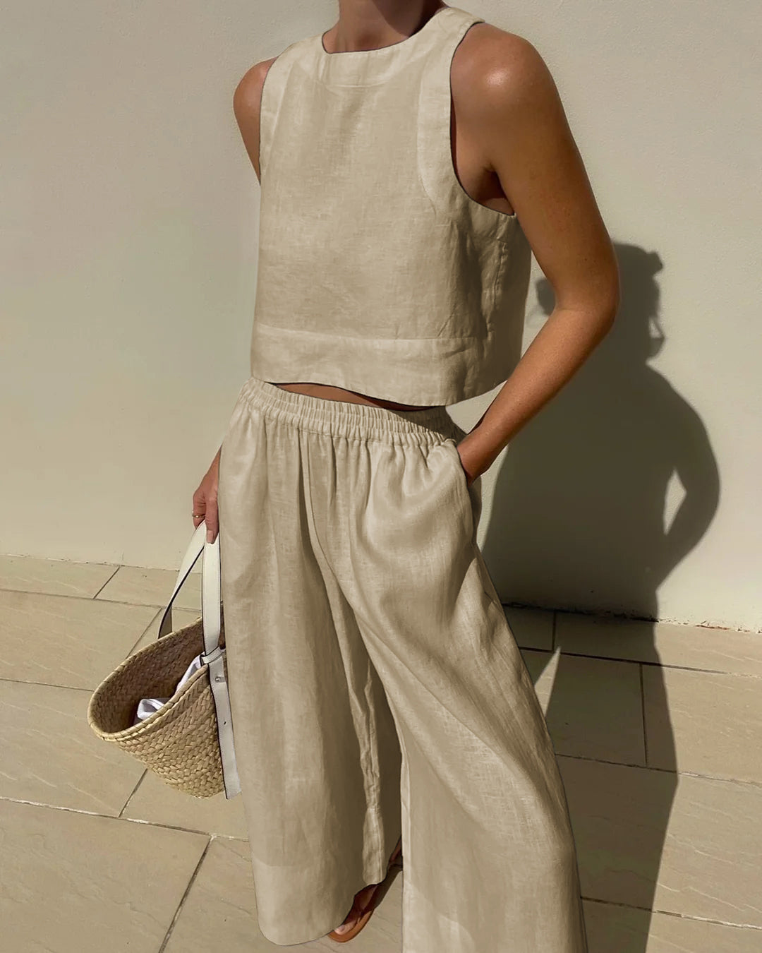 Zweiteiliges Ärmelloses Set mit Hose | Ideal für Sommer