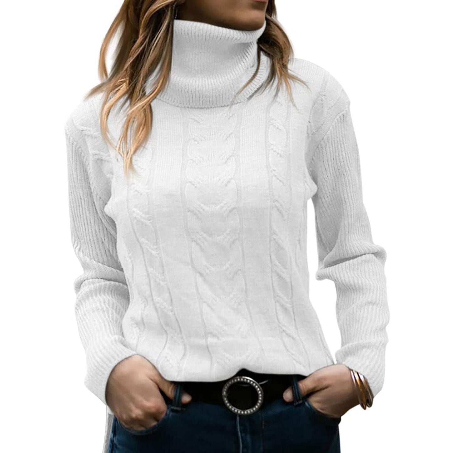 Damen-Rollkragenpullover aus Strick mit schmeichelnder Passform I Ideal für Herbst und Winter
