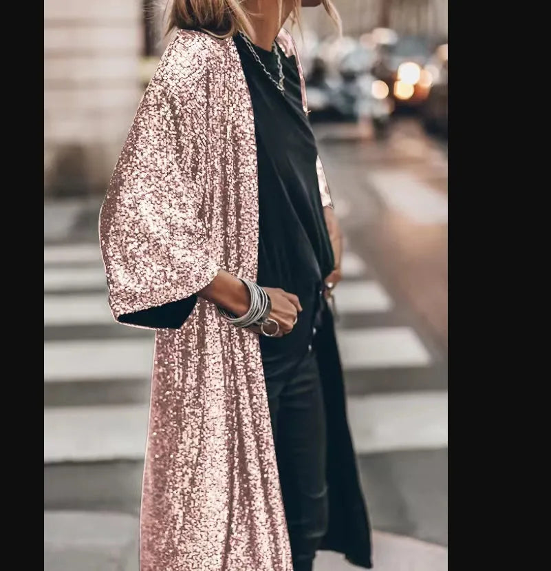 Langer Abendmantel mit Taillengürtel und Taschen | Ideal für Herbst & Winter