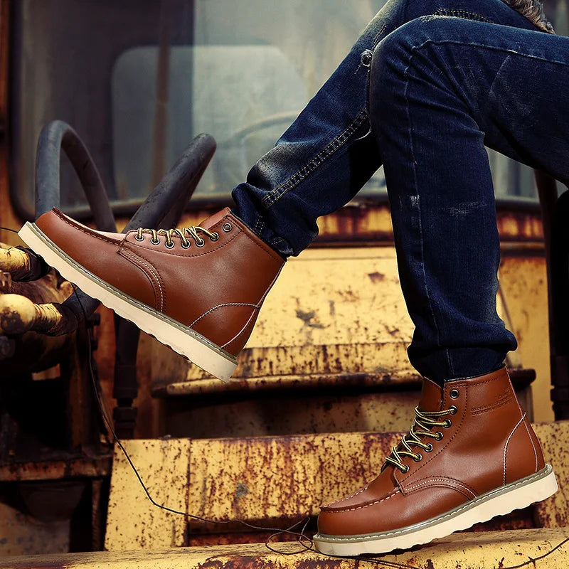 Vintage Lederstiefel mit robuster Sohle | Ideal für Herbst & Winter