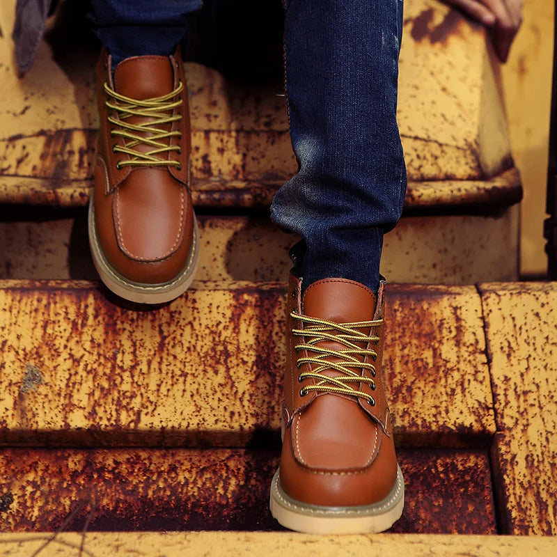 Vintage Lederstiefel mit robuster Sohle | Ideal für Herbst & Winter