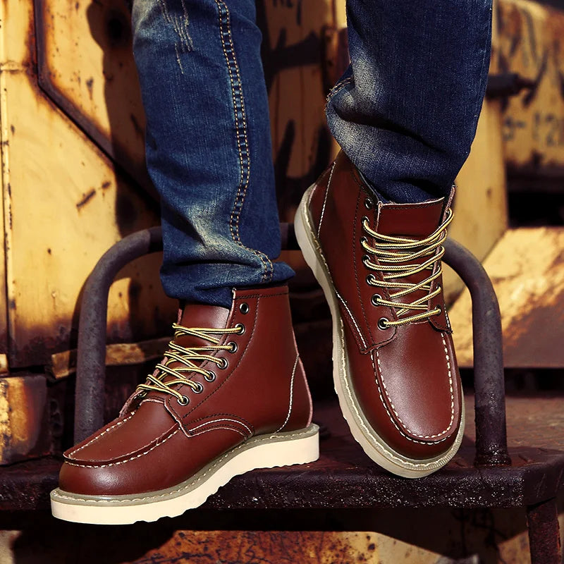 Vintage Lederstiefel mit robuster Sohle | Ideal für Herbst & Winter