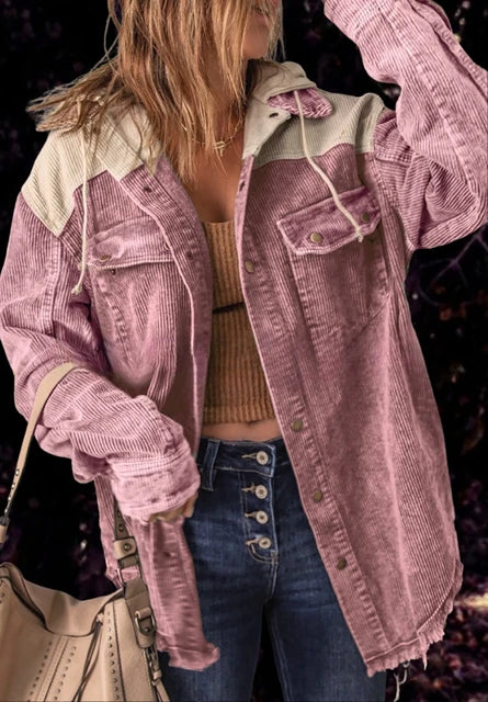 Cropped Cordjacke mit Knopfleiste und Brusttaschen | Ideal für Herbst