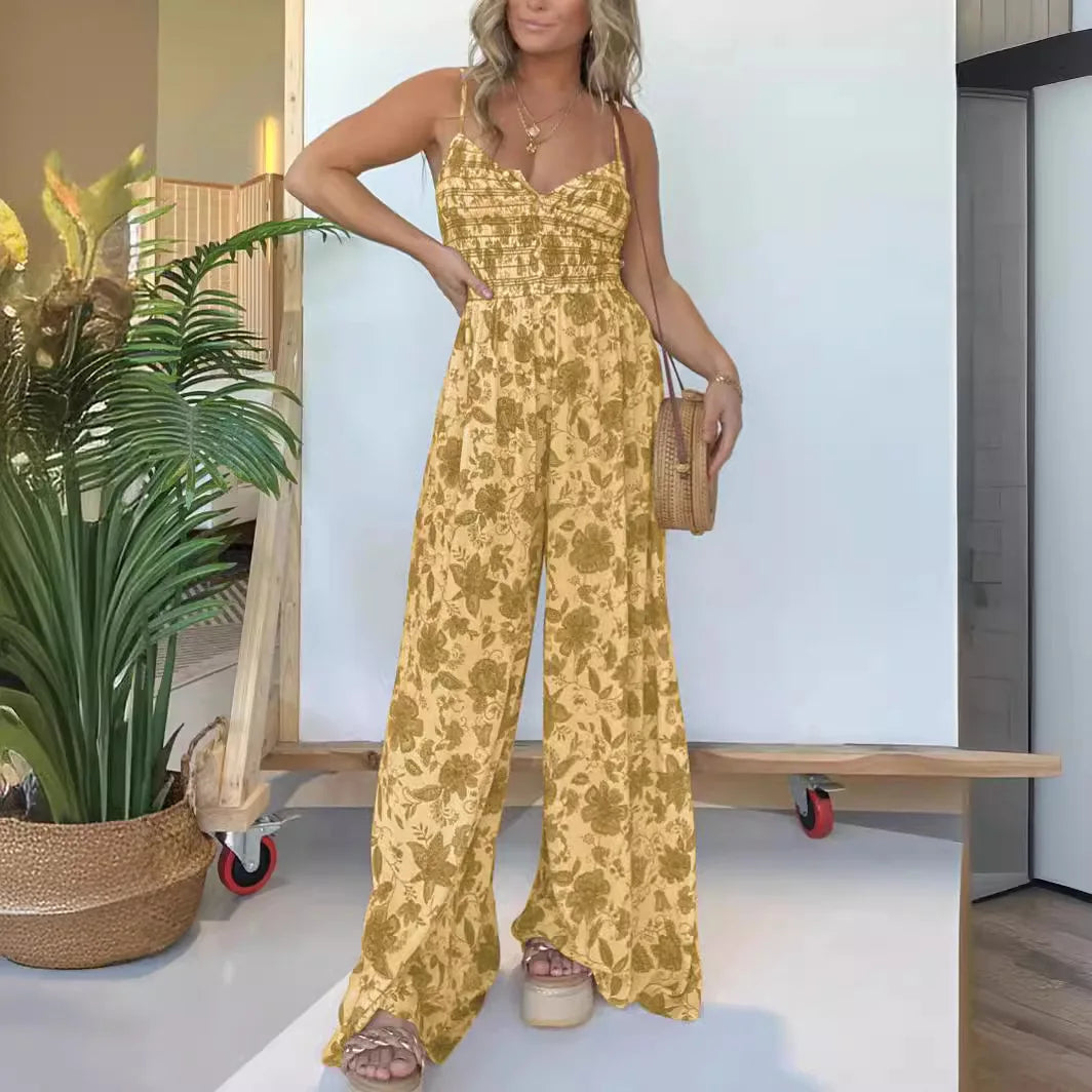 Ärmelloser geblümter Jumpsuit aus leichtem Stoff - Ideal für den Sommer