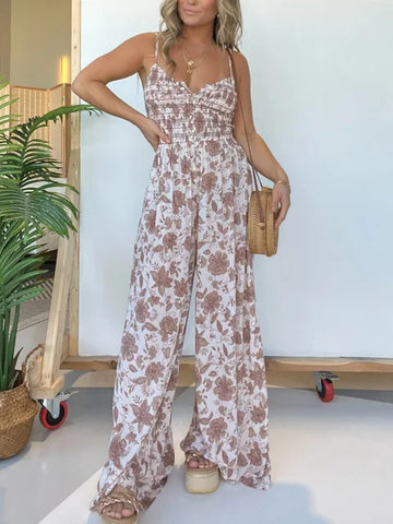 Ärmelloser geblümter Jumpsuit aus leichtem Stoff - Ideal für den Sommer