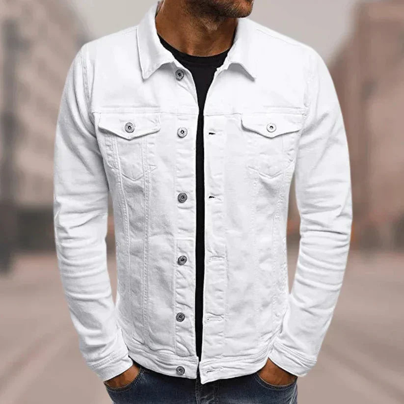 Denim Jeansjacke mit klassischem Kragen, Knopfleiste & Taschen | Ideal für Frühling & Herbst