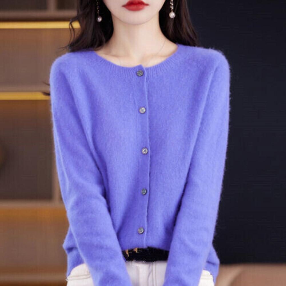 Klassischer Kaschmir-Pullover mit Knöpfen für Frauen