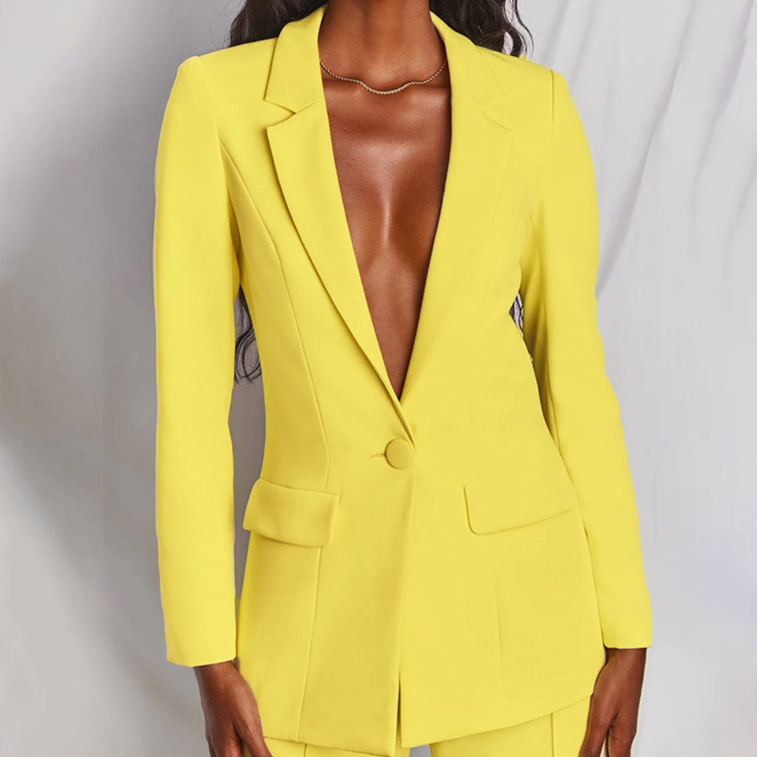 Zweiteiliges Damen Set mit Blazer und Hose aus Atmungsaktivem Stoff I Ideal für Frühling und Herbst