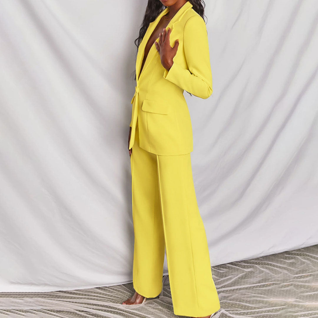 Zweiteiliges Damen Set mit Blazer und Hose aus Atmungsaktivem Stoff I Ideal für Frühling und Herbst