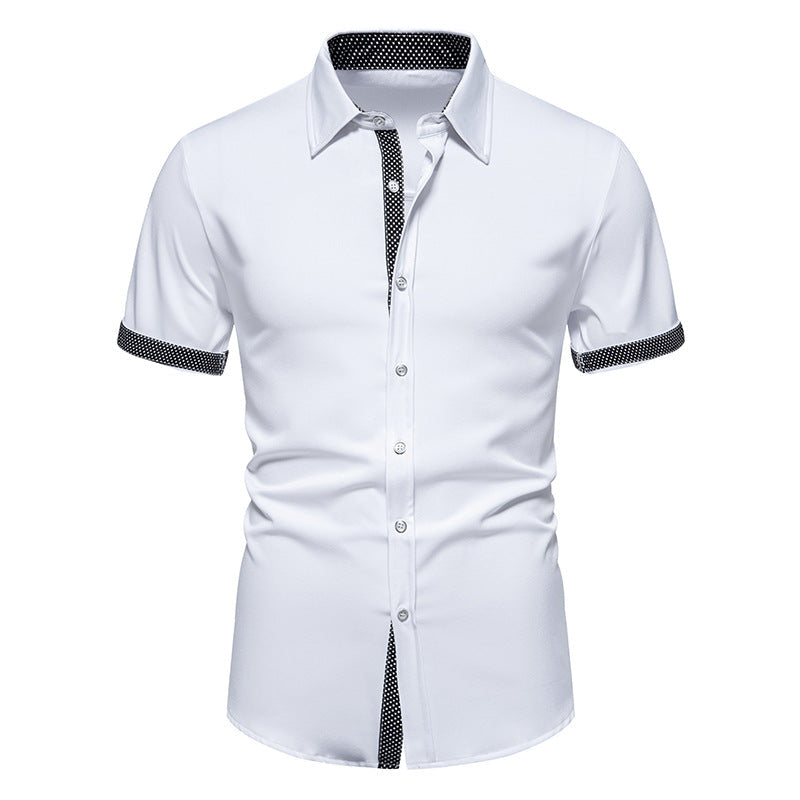 Herren Polka-Dot Kurzarm-Hemd mit Knopfleiste – Ideal für Frühling und Sommer Produktbeschreibung: Klassisches Polka-Dot-Hemd