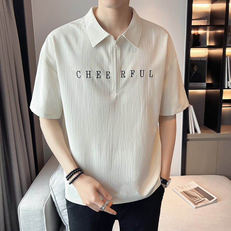 Herren-Poloshirt mit Buchstaben-Print, Kurzarm, Ideal für den Sommer