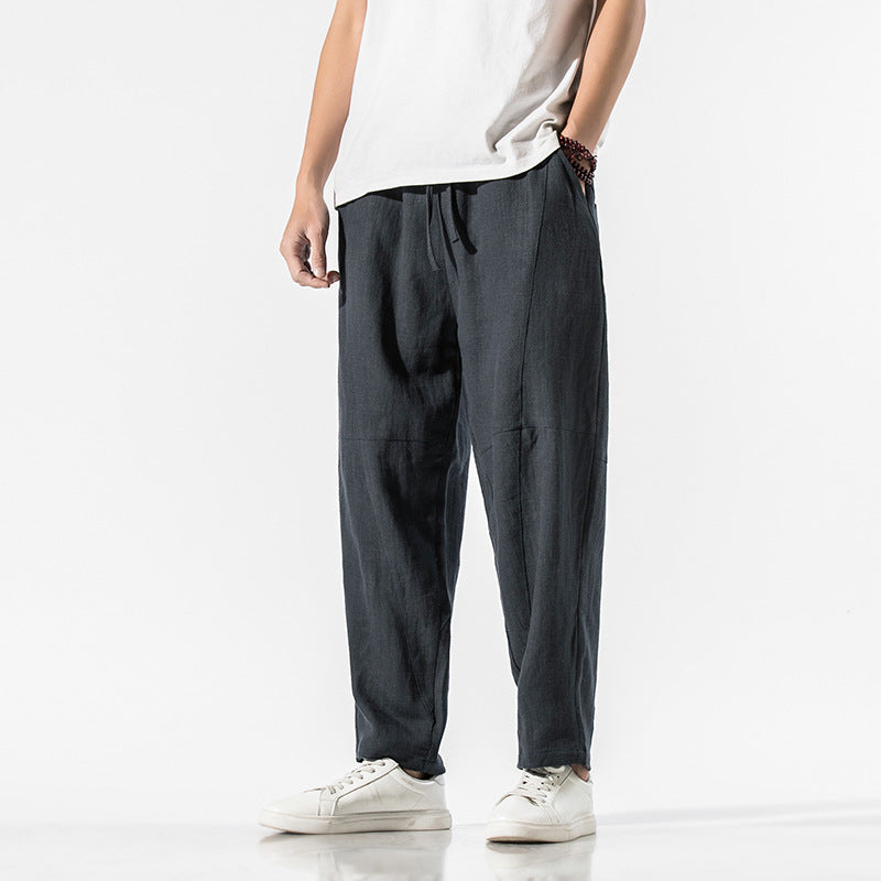 Herren Dünne Leinen Knöchellange Weitbein-Hose I Ideal für den Sommer