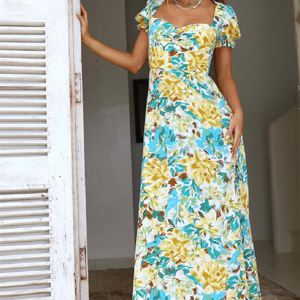 Fließendes Blumendruck A-Linien-Kleid | Ideal für Frühling und Sommer