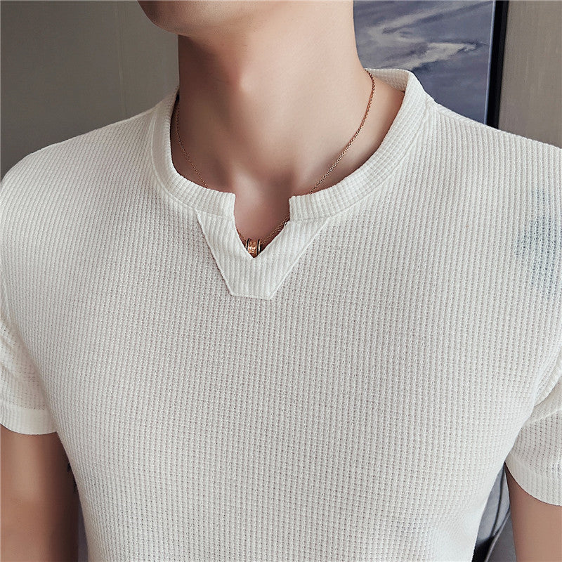 Herren Waffelstrick-Pullover Kurzarmshirt – Ideal für den Sommer