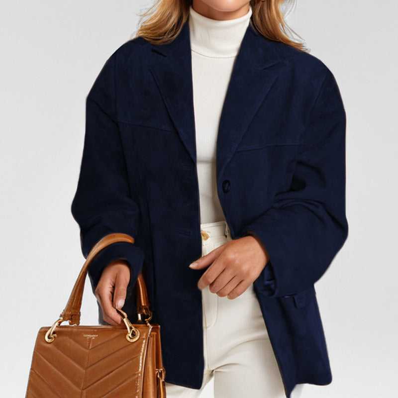 Damen-Lederblazer mit tailliertem Schnitt & Knopfverschluss | Ideal für Frühling & Herbst