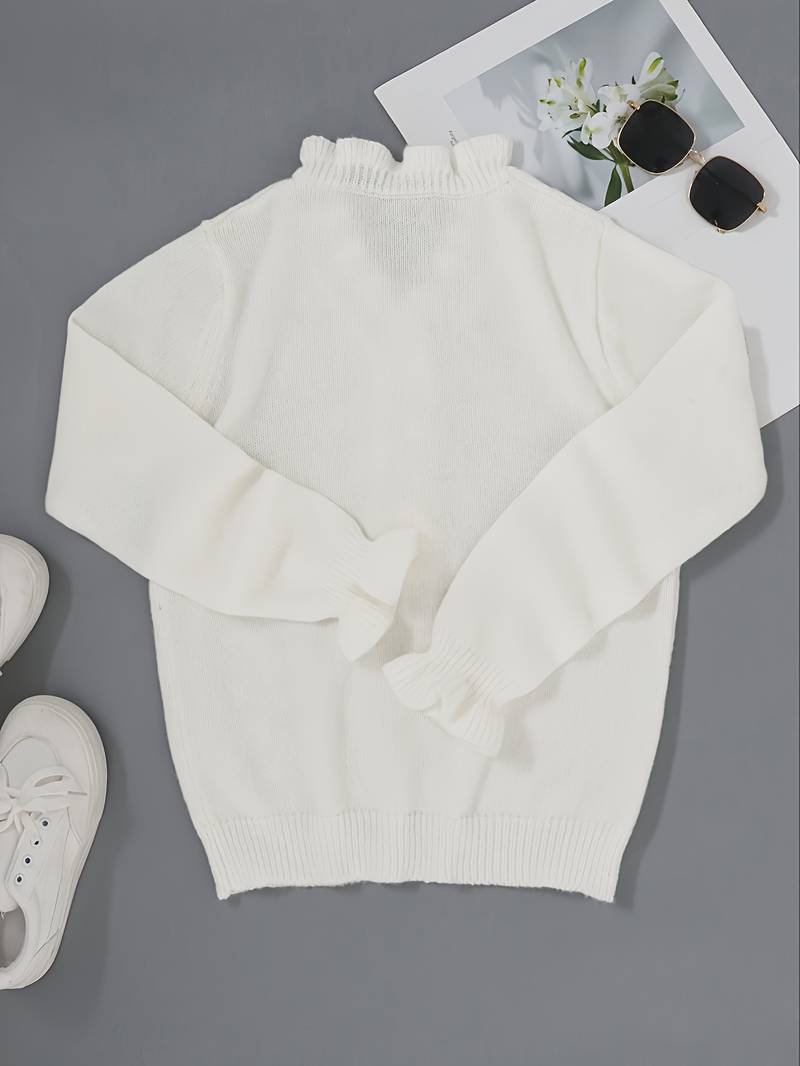 Pullover mit tiefem V-Ausschnitt und Knotendetail auf der Vorderseite | Ideal für Frühling und Herbst