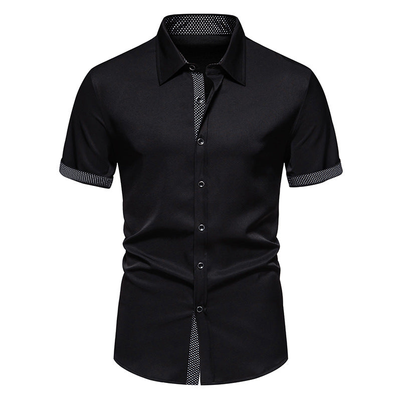 Herren Polka-Dot Kurzarm-Hemd mit Knopfleiste – Ideal für Frühling und Sommer Produktbeschreibung: Klassisches Polka-Dot-Hemd